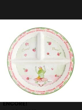 BABY CIE MELAMINE SECTION PLATE and CUP BRAVO! ENCORE! Frog ballerina lot of 2